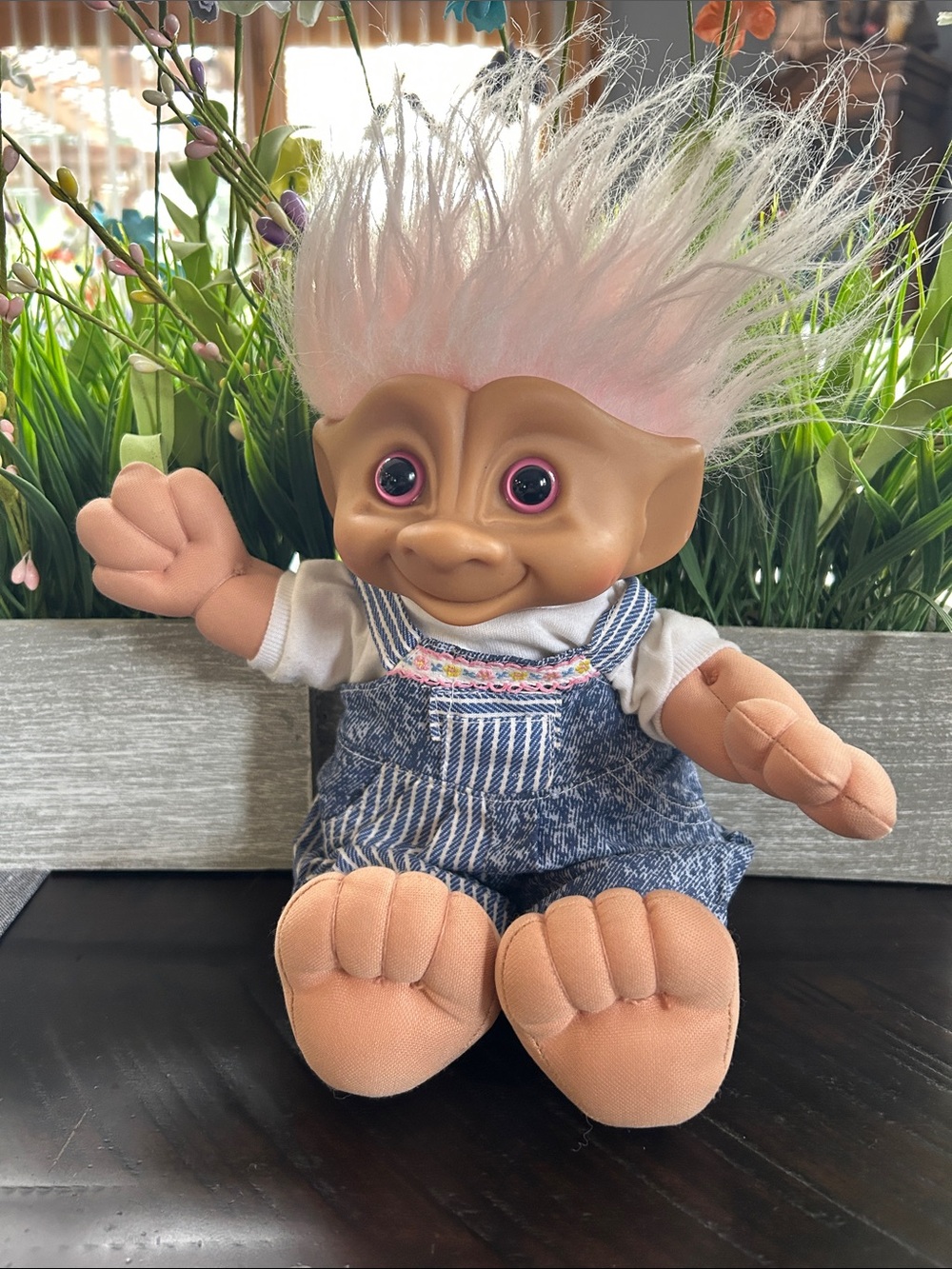 VTG Ace Treasure Troll Plush in Denim Overalls - Kids Toys